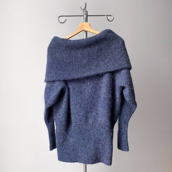🍂 Dark Blue Off-Shoulder Chunky Mohair Knit Sweater by Acne Studios - Picture 4 of 9